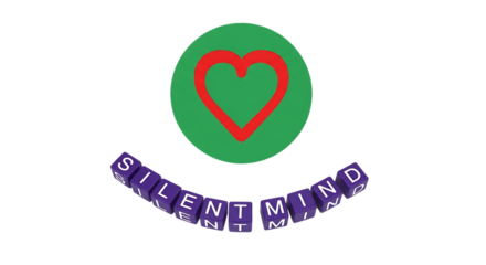 3d quiet mind app icons silent mind with heart symbol isolated on transparent background