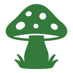 Mushroom on Grass Icon Vector Illustration