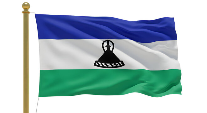 Flag of Lesotho waving on flagpole, national symbol of African country, independence and patriotism concept, perfect for educational use - Powered by Adobe