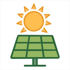 Bright summer sun icon vector illustration design with solar panel