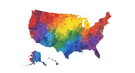 Obraz premium LGBTQ+ Acceptance Map of the United States A Visual Representation of Inclusivity