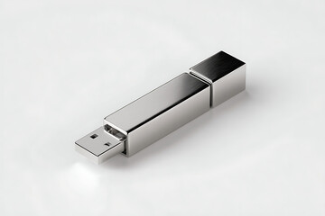 Sleek metallic USB flash drive, perfect for secure data storage and modern tech presentations, offering reliable digital transfer solutions.