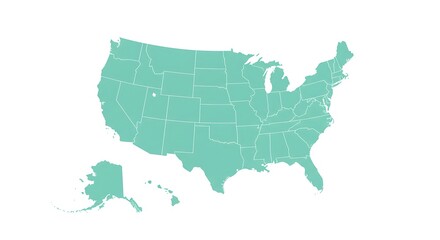United States Map in Turquoise - Geopolitical and Geographic Overview