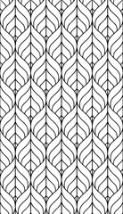 Detailed monochrome pattern featuring stylized leaf shapes in a repeating vertical arrangement design