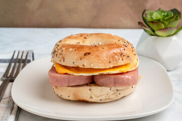 bagel breakfast sandwich  with spam
