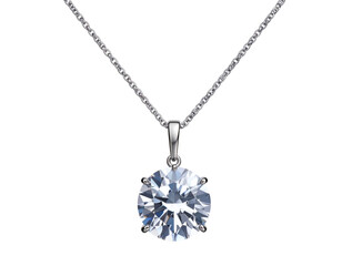 Elegant diamond pendant necklace sparkling brilliantly on a delicate silver chain, luxury jewelry