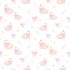 seamless watercolor pattern in coquette or pink princess style