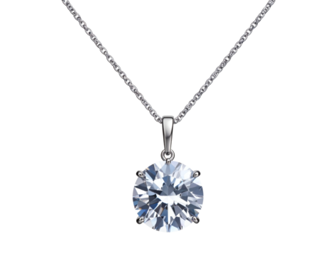Elegant diamond pendant necklace sparkling brilliantly on a delicate silver chain, luxury jewelry