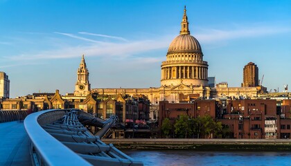Fototapeta premium London skyline with St. Paul's Cathedral and a bridge.