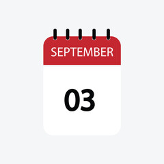 3 september calendar september calendar vector illustration