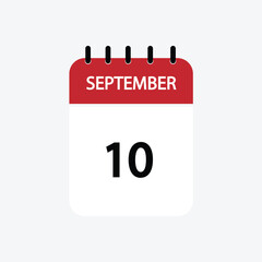 10 september calendar september calendar vector illustration