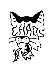 Fun, surreal illustration of a chaotic feline creature