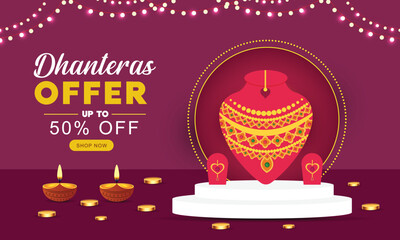 Dhanteras sale background with offer details banner