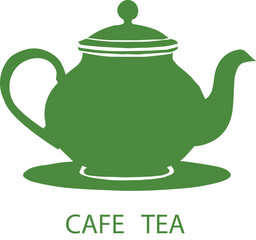 Green Teapot Icon - Cafe Tea Logo

