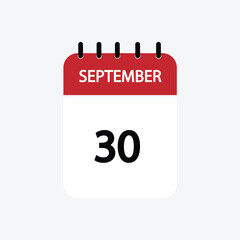 30 september calendar september calendar vector illustration