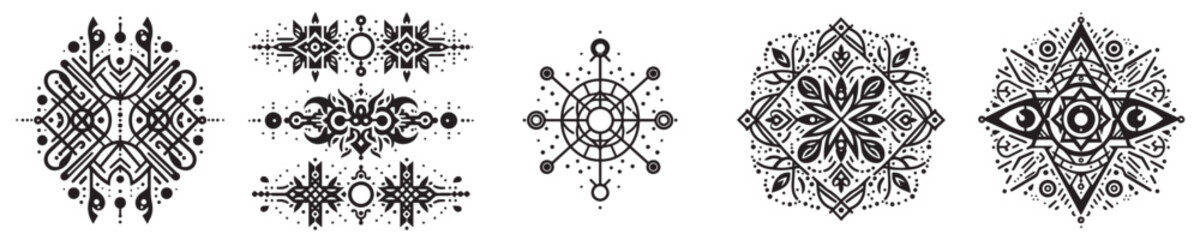 set of vector symmetrical tattoo designs