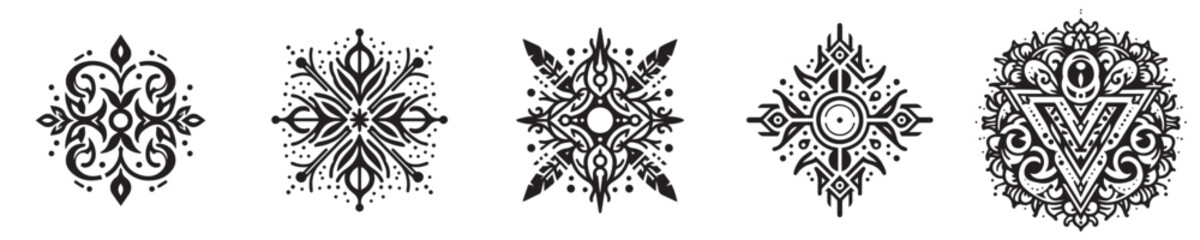 set of vector symmetrical tattoo designs