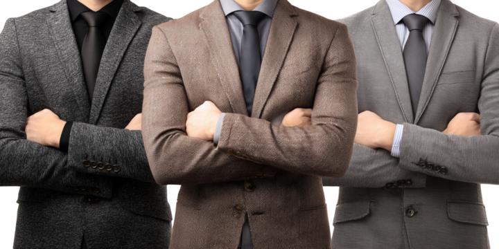Three men in suits with arms crossed