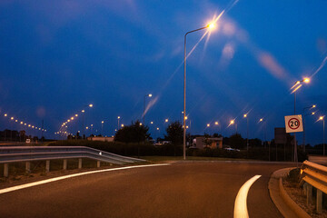 night road by car on the highway. driver safety