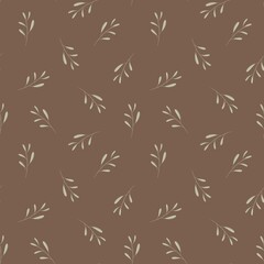 Pastel leaves seamless pattern illustration for textile, paper, dishes printing 