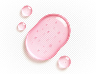 Transparent hydrating gel droplet. Liquid drops, serum, gel or collagen texture. Skin care cosmetic hydration spots. Vector illustration