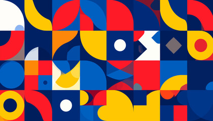Colorful Geometric Pattern Design with Modern Abstract Shapes and Vibrant Color Palette