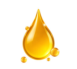 Golden oil drop. Cosmetic and skincare essence. Vector illustration