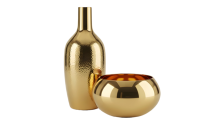 Gleaming Gold: A Duo of Elegance on a Clear PNG or White Background. 