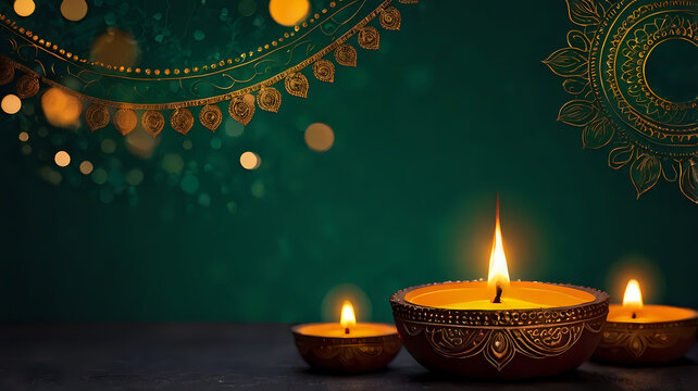 dark green diwali background banner