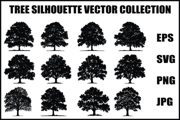 Fototapeta premium Tree Silhouette Vector Bundle