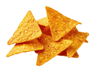 Crunchy tortilla chips kitchen table food bright isolated on transparent background