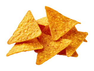 Crunchy tortilla chips kitchen table food bright isolated on transparent background