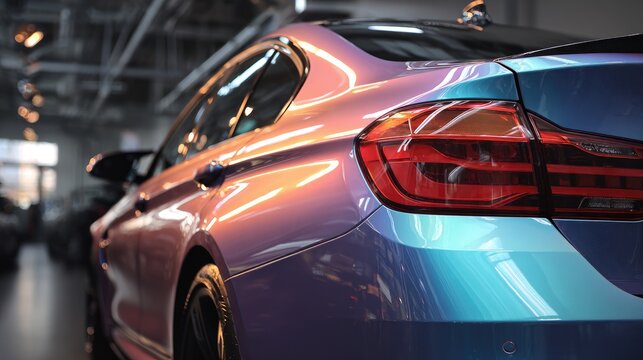 Purple-Blue Car in Garage,  Modern Auto Detailing