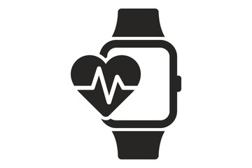 Smartwatch wearable with heart rate monitor for fitness and health tracking in icon illustration