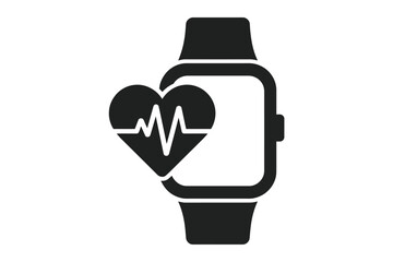 Smartwatch health icon with heart rate and fitness tracker design for digital applications