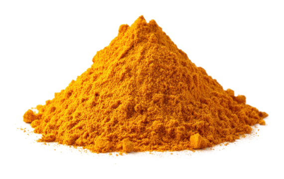 Turmeric powder extraction process kitchen food indoors isolated on transparent background