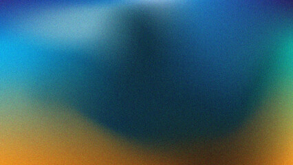 Blue and orange gradient background with grain effect.