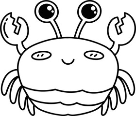 Cute Crab Illustration Coloring Line Art