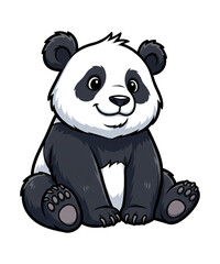 Obraz premium A cute panda clip art is shown in a charming cartoon style, sitting upright with a slight head tilt and a gentle smile.