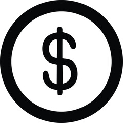Bold black dollar sign symbol enclosed within a thick circular outline representing currency and financial value