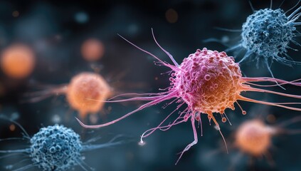 Cancer cells under microscope