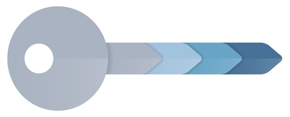 Infographic template with key divided on 5 segments, key to success concept