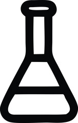Simple black and white illustration of a laboratory flask a common piece of scientific glassware used for experiments and research