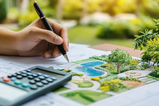 A Landscape Architect Drafting an Elegant Garden