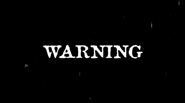 Warning glitch style Inscription 4K video