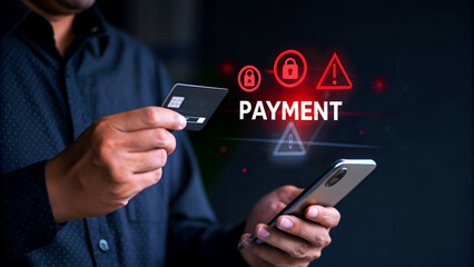 Secure digital transaction with credit card and smartphone, emphasizing online payment safety and fraud prevention.