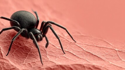 Black spider with torn web for Halloween frame