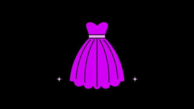 Long frock icon 2d animation transparent background. Alpha channel 