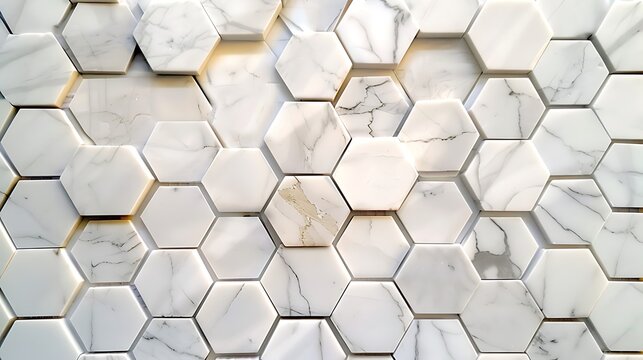 Abstract Geometric Hexagon Marble Tile Pattern Background