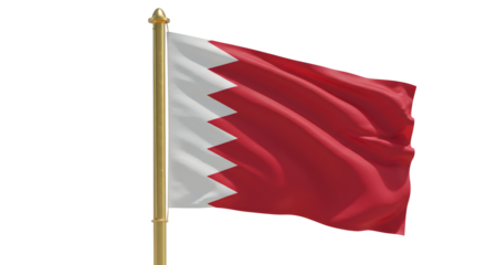 National flag of Qatar waving on flagpole isolated on white background, symbol of Qatar, perfect for cultural and patriotic designs
